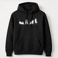 Spooky Santa Hat Kitten Hooded Sweatshirt, Christmas Ghost Cat Hoodie, Humorous Holiday Cat Lover Pullover Hoodie, Adorable Winter Graphic Sweater