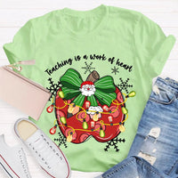 Bow Apple Christmas Shirt, Teacher Christmas Shirt, Holiday Lights Teacher Tee, Adorable School Holiday Shirt, Teacher Christmas Present