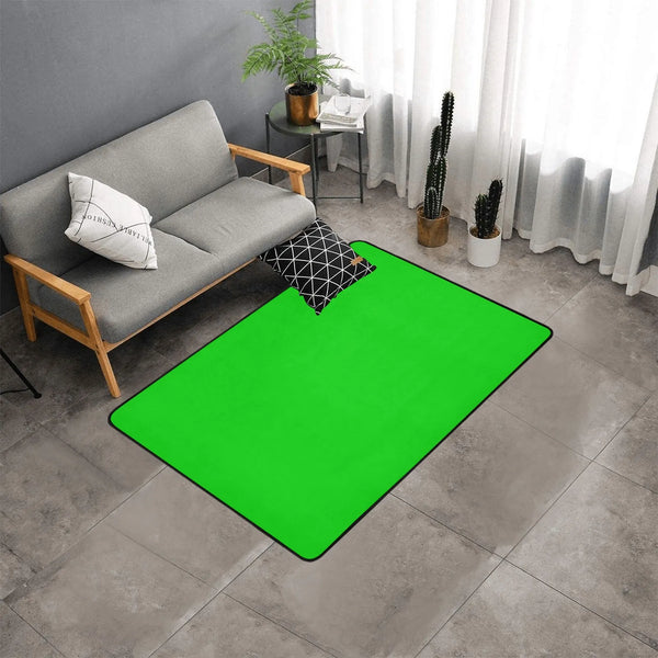 Solid Color Holiday Area Rug, Merry Christmas Green Area Rug, Black Binding Floor Mat, Comfy Winter Living Room Rug, Christma