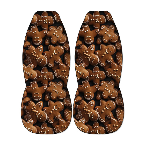 Christmas Car Seat Covers, Gingerbread Man Car Seat Covers, Holiday Front Bucket Seat Covers, Adorable Winter Auto Interior D