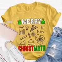 Math Holiday Equation Graphic Tee, Merry Christmath Humorous Math Teacher Shirt, STEM Educator Christmas T-Shirt, Math Lover Xmas Present