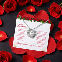Sparkling CZ Crystal Love Knot Pendant, Soulmate Love Knot Necklace, Gold Finish Love Knot Necklace, Romantic Christmas Present for Her