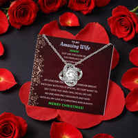 Rotating Rose Box Jewelry, Wife Love Knot Necklace, Cubic Zirconia Love Knot Pendant, Romantic Christmas Holiday Present for Her from Husband