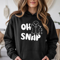 Humorous Christmas Cookie Pullover Hoodie, Oh Snap Gingerbread Hoodie, Adorable Holiday Baker Hooded Sweatshirt, Winter Xmas Graphic Hoodie