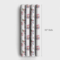 Comfy Reading Christmas Gift Wrap, Book Lover Santa Wrapping Paper, Watercolor Bookish Holiday Wrapping Paper, Reader Teacher Present Wrap