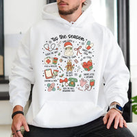 Adorable Holiday Medical Icons Hoodie, Nurse Christmas Hoodie, RN LPN CNA Winter Hoodie, Healthcare Worker Hooded Sweatshirt, Xmas Nursing Present