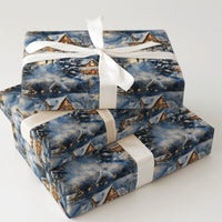 Winter Wonderland Gift Wrap, Snowy Village Christmas Wrapping Paper, Comfy Night Cabin Wrapping Paper, Scenic Holiday Gift Wrap Roll