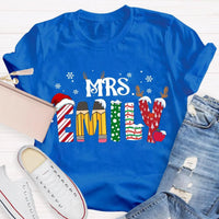 Custom Name Teacher Shirt, Personalized Christmas Teacher T-Shirt, Holiday School Educator Graphic Tee, Xmas Teacher Appreciation Present Tee