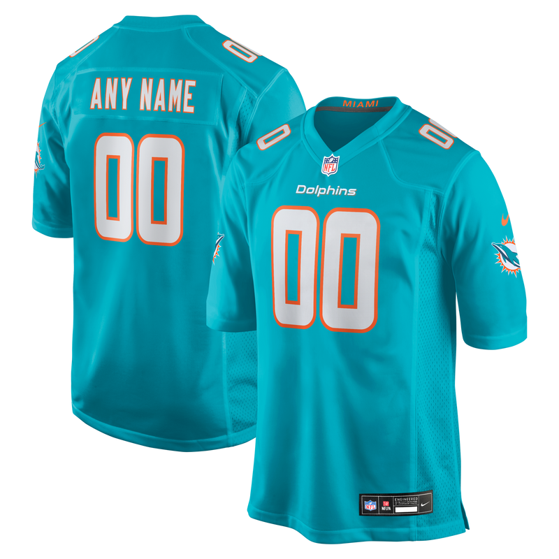 Miami Dolphins Aqua Custom Game Jersey