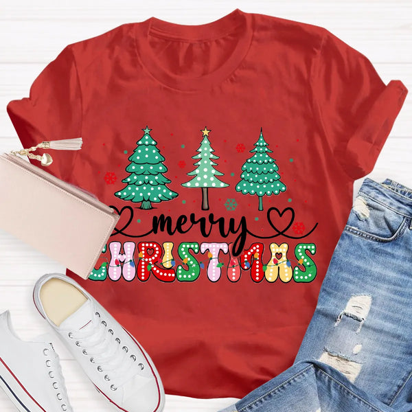 Festive Holiday Teacher Shirt, Christmas Tree Teacher T-Shirt, Retro Christmas Educator Tee, Adorable Teacher Xmas Shirt, Hol