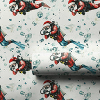Nautical Ocean Holiday Gift Wrap Paper, Scuba Diving Santa Christmas Wrapping Paper, Scuba Diver Wrapping Paper, Xmas Gift Wrap for Divers