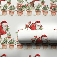 Poinsettia Botanical Gift Wrap Paper, Gardening Santa Christmas Wrapping Paper, Plant Lover Holiday Present Wrap, Xmas Wrapping Paper