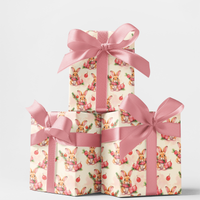 Adorable Watercolor Rabbit Gift Wrap, Winter Bunny Christmas Wrapping Paper, Mistletoe Holiday Wrapping Paper, Festive Xmas Gift Wrap Roll
