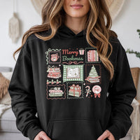 Comfy Reading Holiday Hooded Sweatshirt, Merry Bookmas Hoodie, Adorable Book Lover Christmas Pullover Hoodie, Bookworm Librarian Graphic Sweater