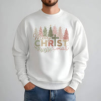 Christian Christmas Tree Graphic Sweater, Merry Christ-mas Sweatshirt, Faith Based Holiday Crewneck, Religious Xmas Pullover Sweatshirt