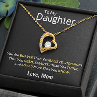 Daughter Birthday Necklace, Forever Love Heart Necklace, 14K Gold Finish Heart Pendant, Christmas Present for Daughter Message Card Jewelry