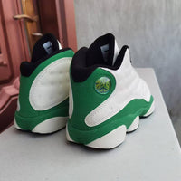 Mid Top Sneakers, White Green Colorway, Lace Up Design, Casual Gift for Sneaker Fans
