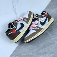 Low Top Sneakers, White Brown Colorway, Lace Up Design, Casual Gift for Sneaker Fans