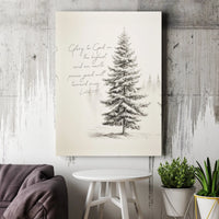 Christmas Bible Verse Canvas Print, Luke 2:14 Canvas Wall Art, Pine Tree Scripture Wall Decor, Christian Holiday Home Canvas, Faith Present