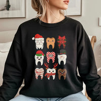 Humorous Dentist Holiday Crewneck, Christmas Teeth Sweatshirt, Dental Hygienist Xmas Pullover, Adorable Tooth Graphic Christmas Sweatshirt
