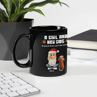 Personalized Pet Owner Holiday Ceramic Coffee Mug, Girl and Her Dog Christmas Mug, Winter Dog Mom Drinkware Cup, Christmas Present for Her