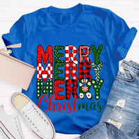 Festive Holiday Graphic T-Shirt, Merry Christmas Plaid Snowflakes Shirt, Buffalo Plaid Christmas Tee, Winter Season Womens Apparel
