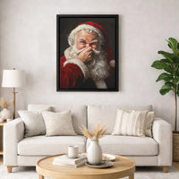 Whimsical Holding Nose Canvas Print, Humorous Santa Claus Canvas Wall Art, Christmas Holiday Portrait Canvas, Xmas Wall Decor, Holiday Present