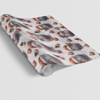 Festive Hippopotamus Gift Wrap, Jolly Hippo Christmas Wrapping Paper, Adorable Animal Holiday Present Paper, Unique Xmas Wrapping Paper Roll