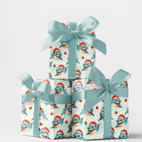 Santa Hat Ocean Gift Wrap, Great White Shark Christmas Wrapping Paper, Humorous Festive Sea Animal Present Paper, Holiday Wrapping Paper