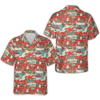 Santa Claus Beach Button Up Shirt, Tropical Christmas Hawaiian Shirt, Humorous Holiday Hawaiian Shirt, Tropical Santa Graphic Shirt, Xmas Present