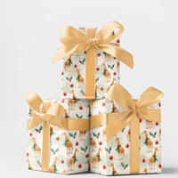 Watercolor Safari Animal Gift Wrap Roll, Christmas Giraffe Wrapping Paper, Adorable Holiday Wrapping Paper, Kids Christmas Present Wrap Roll