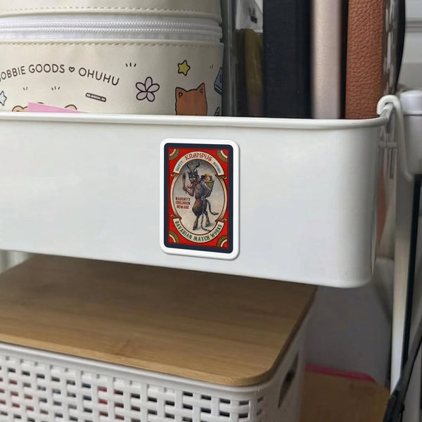 Vintage Naughty Children Beware Magnet, Krampus Matchbox Magnet, Gothic Christmas Folklore Fridge Magnet, Creepy Dark Holiday