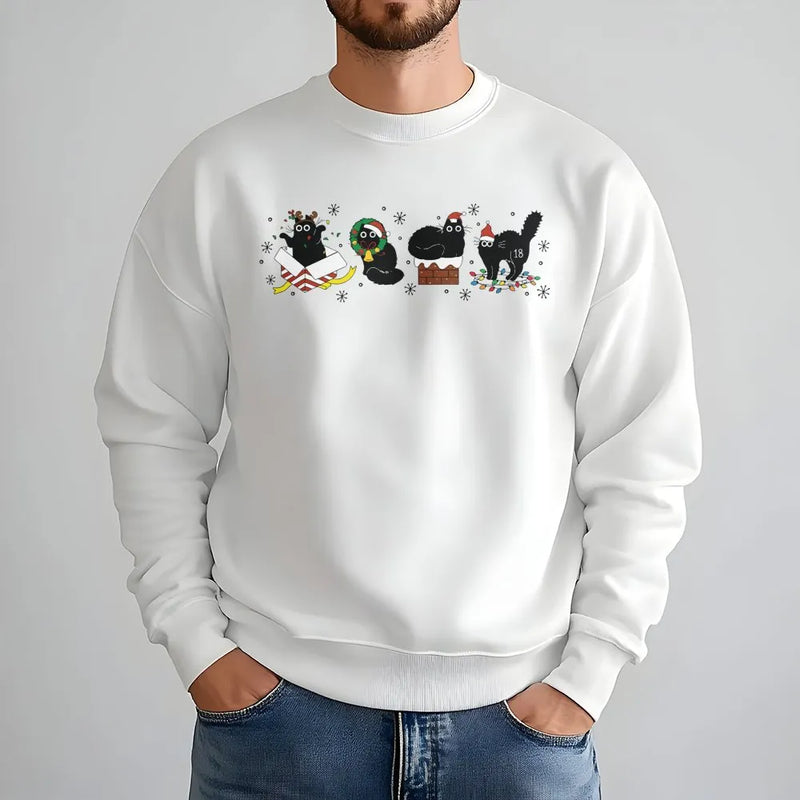 Black Kittens Holiday Crewneck, Humorous Christmas Cat Sweatshirt, Adorable Xmas Cat Lover Sweater, Festive Winter Sweatshirt, Cat Mom Xmas Present
