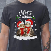 Adorable Holiday Kitty Graphic Tee, Merry Christmas Santa Cats T-Shirt, Festive Cat Lover Winter Shirt, Xmas Animal T-Shirt