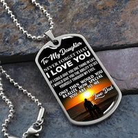 Sunset Silhouette Daughter Pendant, To My Daughter Dog Tag Necklace, Meaningful Dad to Daughter Necklace, Christmas Birthday Present for Her
