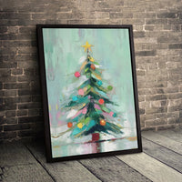 Colorful Christmas Wall Decor, Abstract Christmas Tree Canvas Art, Holiday Tree Canvas Print, Seasonal Winter Wall Art, Holiday Home Present
