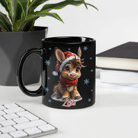Adorable Baby Donkey Santa Hat Mug, Personalized Christmas Donkey Ceramic Mug, Holiday Animal Coffee Mug, Winter Festive Drinkware Present