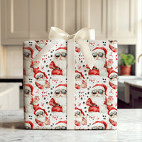 Humorous Christmas Gift Wrap, Cool Santa Poker Wrapping Paper, Sunglasses Santa Present Paper, Gambler Holiday Gift Wrap, Card Suit Xmas Paper