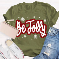 Snowflake Holiday Winter Graphic Tee, Be Jolly Christmas Shirt, Adorable Merry Xmas T-Shirt, Holiday Season Apparel Present for Men Women