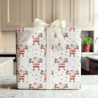 Humorous Gym Holiday Gift Wrap, Weightlifting Santa Wrapping Paper, Fitness Christmas Wrapping Paper, Bodybuilder Gift Wrap