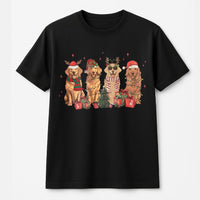 Festive Dog Mom Holiday Tee, Golden Retriever Christmas T-Shirt, Adorable Pet Lover Xmas Graphic Shirt, Golden Retriever Graphic T-Shirt