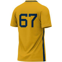 #1 West Virginia Mountaineers Lightweight Soccer Fashion Jersey - Gold