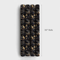 Elegant Winter Foliage Gift Wrap Paper, Navy and Gold Botanical Christmas Wrapping Paper, Luxury Holiday Present Wrapping Paper