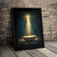 Star of Bethlehem Christmas Wall Art Canvas, Nativity Manger Canvas Print, Religious Holiday Holy Family Decor, Christian Home Present Art