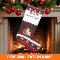 Custom Pet Name Holiday Stocking, Personalized Guinea Pig Christmas Stocking, Adorable Cavy Christmas Stocking, Pet Lover Family Stocking