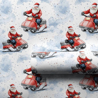 Winter Christmas Wrapping Paper, Santa Snowmobile Wrapping Paper, Whimsical Holiday Gift Wrap Roll, Adventurous Xmas Gift Wrapping Paper