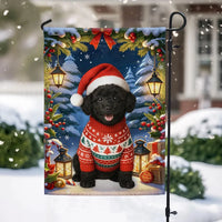 Santa Hat Festive Sweater Yard Flag, Black Poodle Christmas Garden Flag, Double Sided Dog Holiday Lawn Flag, Pet Lover Lawn Decor