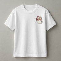 Minimalist Santa Graphic Tee, Santa Claus Pocket Shirt, Festive Christmas T-Shirt, Holiday Season Pocket Shirt, Adorable Xmas Shirt Present