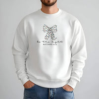 Christmas Bow Lights Sweatshirt, Be the Light Christian Sweatshirt, Faith Holiday Crewneck, Religious Winter Pullover, Xmas Present for Her