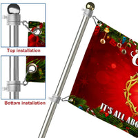 Christian Christmas Holiday Decor Flag, It's All About Jesus House Flag, Double-Sided Religious Nativity Flag, Faith Yard Banner Present